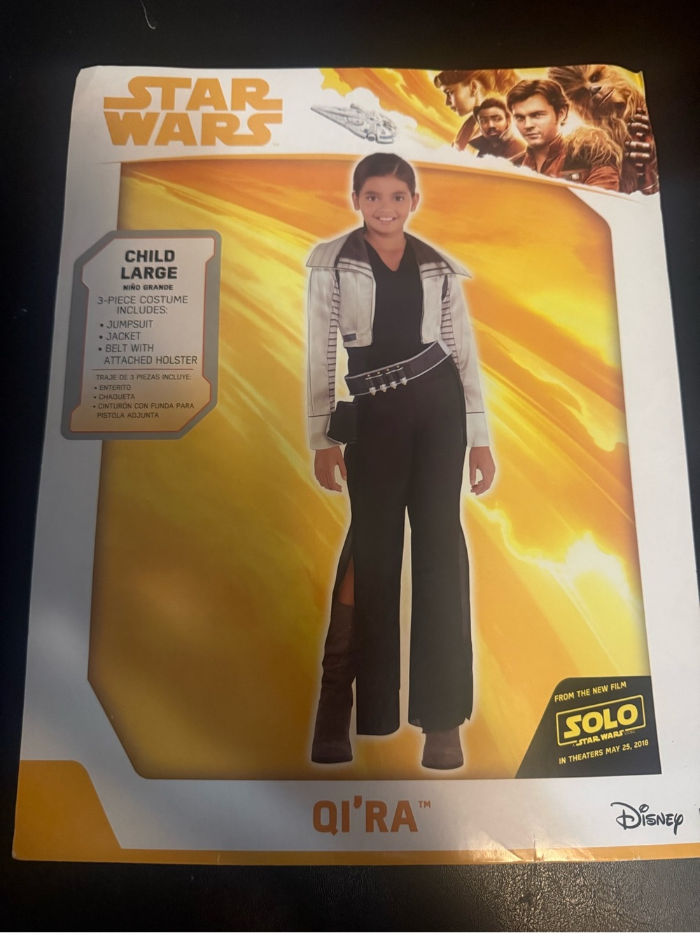Star Wars Qi'ra Kids Girls Costume - Black and Silver Disney 3 piece rare Solo